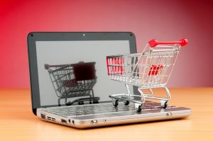 shopping online with stock image